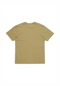Kortærmet T-shirt med rund hals i khaki bomuld. Glat tekstur, ingen mønstre, med lige pasform og standard kant bagpå.