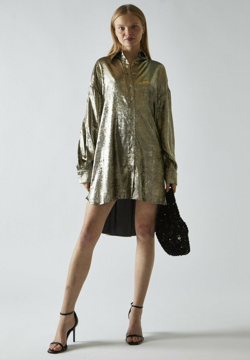 metallic gold shirt dress Glamorous HI LOW - - black/gold metallic/gold-coloured Music Videos Collection