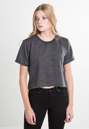 CROPPED SHORT SLEEVE CREW - Paprasti marškinėliai - darkgrey