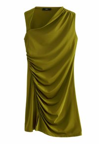 Next SLEEVELESS ASYMMETRIC RUCHED MINI - Trikotāžas kleita - olive green