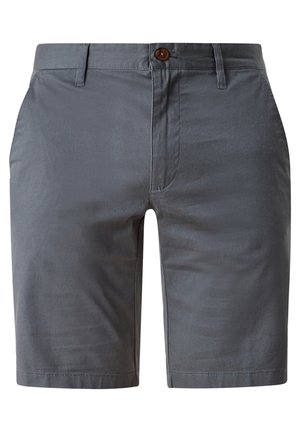 Grijze katoenen shorts in een mix met een knoopsluiting, voorzakken, een getailleerde pasvorm en een soepele textuur.