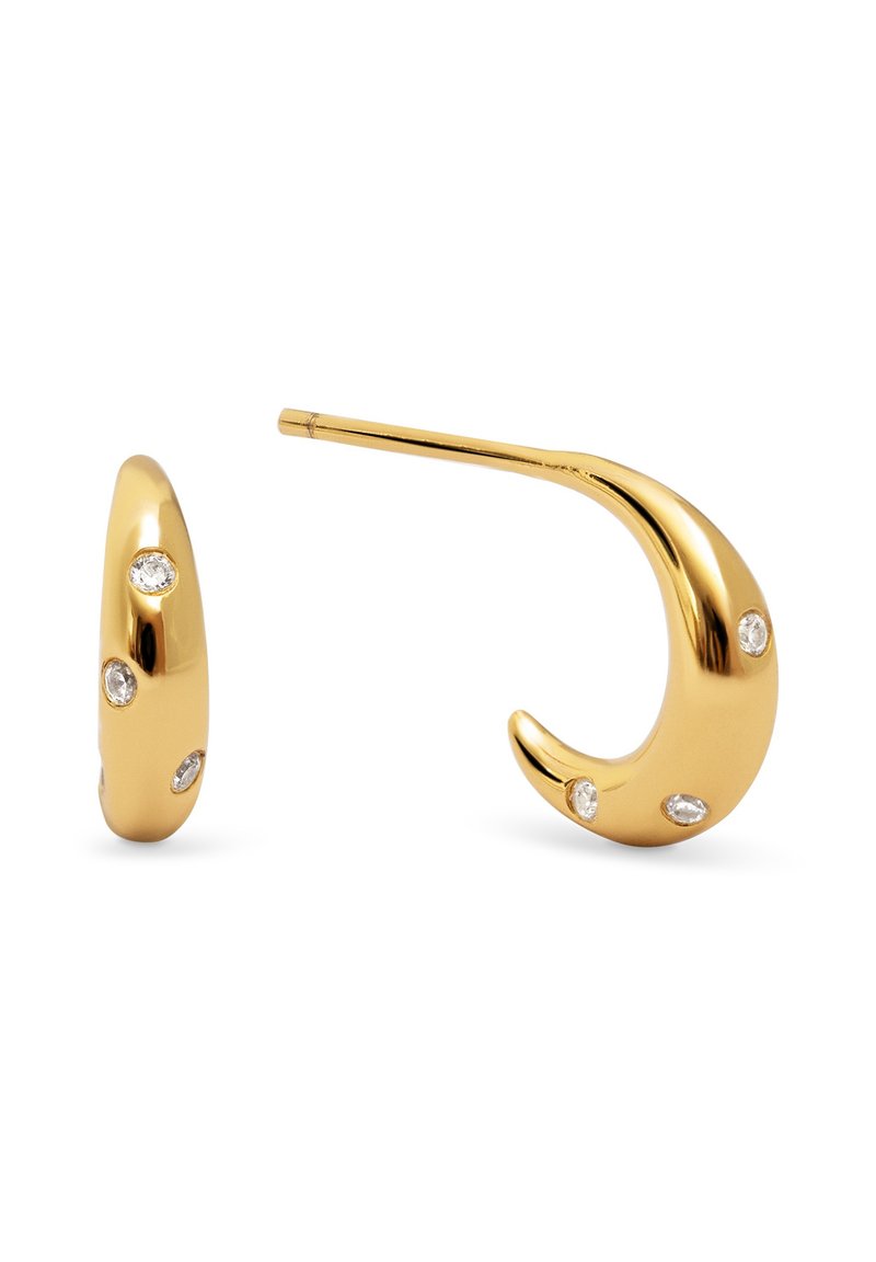 SINGULARU - Orecchini Luna Colors. Acciaio con Placcatura Oro 18Kt e Zirconi. Chiusura a Pressione. Gioielli per Donna