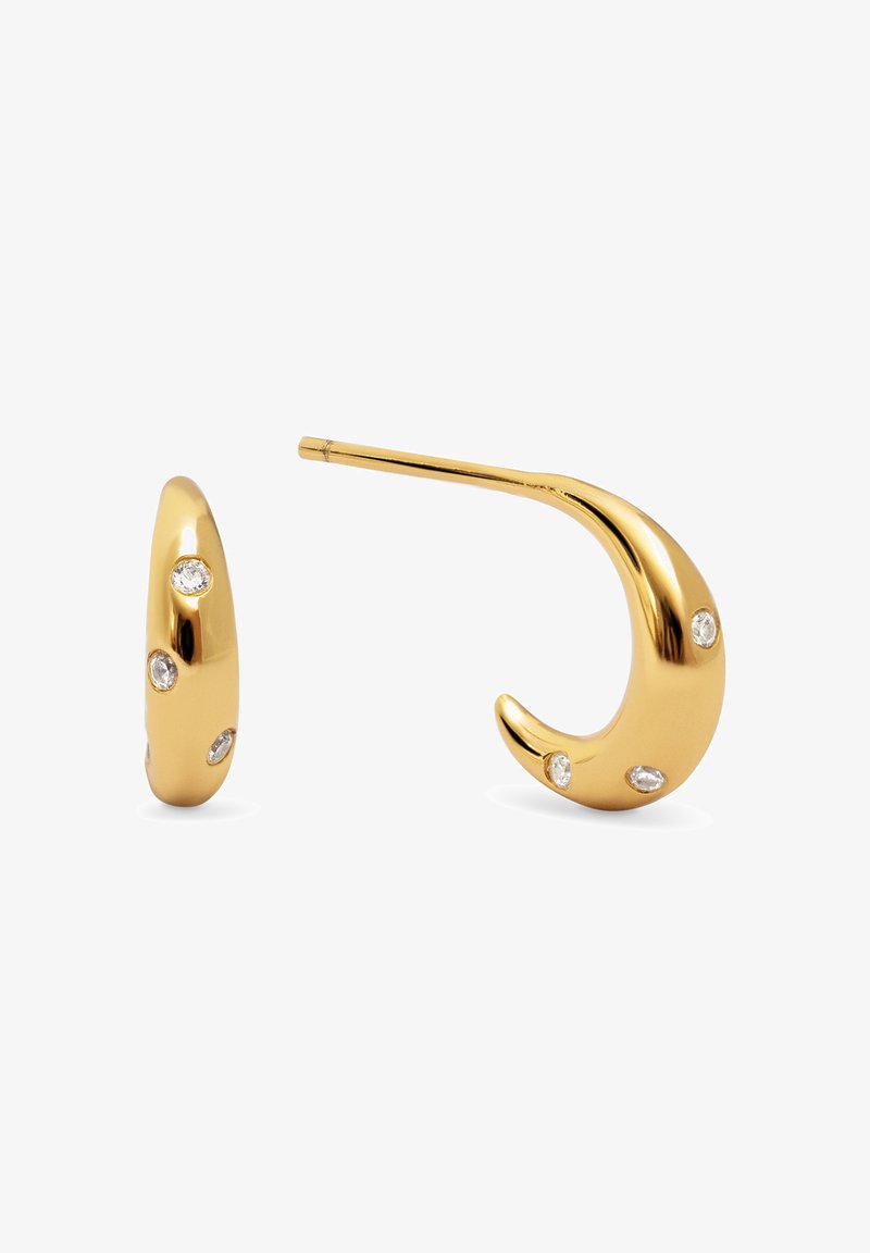 SINGULARU - Orecchini Luna Colors. Acciaio con Placcatura Oro 18Kt e Zirconi. Chiusura a Pressione. Gioielli per Donna SINGULARU - Orecchini Luna Colors. Acciaio con Placcatura Oro 18Kt e Zirconi. Chiusura a Pressione. Gioielli per Donna