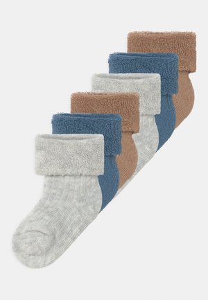 Ewers NEWBORN PLAIN UNISEX 6 PACK - Socks - fliegerblau/grau/camel