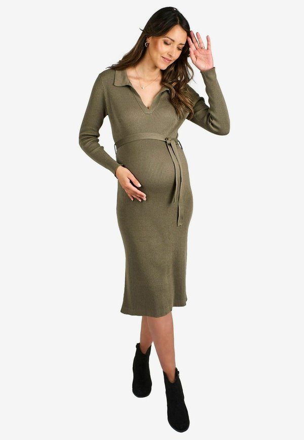 COLLARED MATERNITY - REGULAR FIT - Strickkleid - khaki
