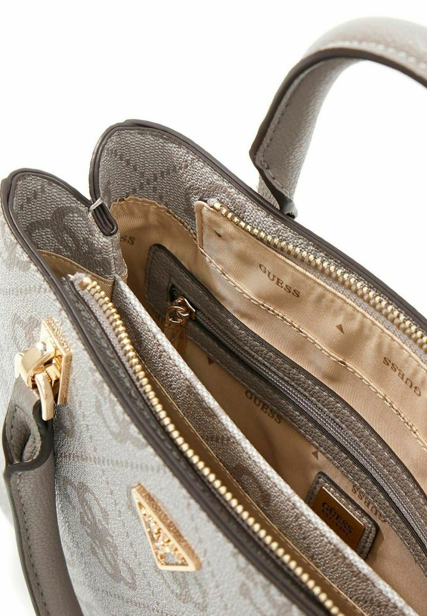 Sac à Main GUESS Silia Mini Vanilla - Sac Bandoulière écru Avec Logo, Deux Compartiments - 13