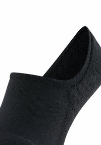 Schwarze Knöchelsocke aus strukturiertem Strickstoff, mit einem tief ausgeschnittenen Design und glatten Kanten, ohne sichtbare Muster oder Beschläge.