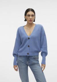 Vero Moda VMLEA V NECK CUFF - Cardigan - coronet blue