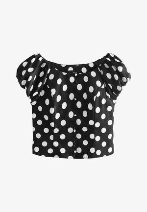 Next, REGULAR FIT - MILKMAID PUFF SLEEVE TOP . - Blůza - black white polka dot