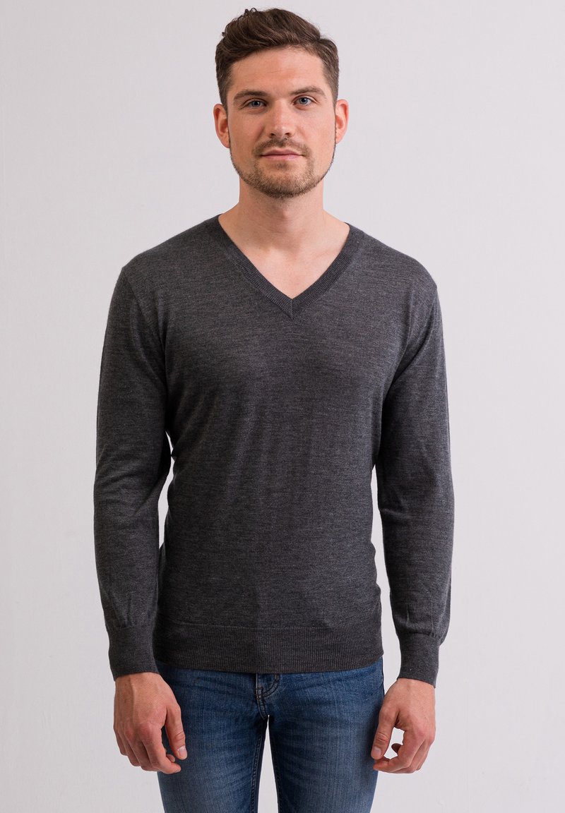 CASH-MERE V-AUSSCHNITT  - Strickpullover - flanell