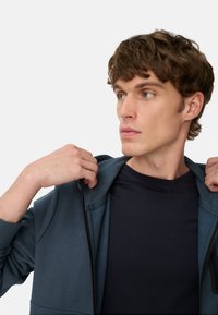 camel active MIT KAPUZE - Sweater met rits - tinted blue