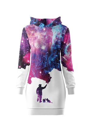 GALAXY PAINTER OVERSIZE HOODIE DRESS - Day dress - white