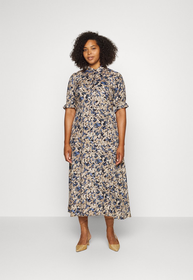 Damen Freizeitkleider | Kaffe Curve BETTY DRESS Blusenkleid blue/brown tone/mehrfarbig - XU65100 Damen Freizeitkleider | Kaffe Curve BETTY DRESS Blusenkleid blue/brown tone/mehrfarbig - XU65100
