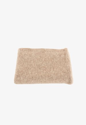 Manta de lana beige con una superficie suave y texturizada, doblada con cuidado, con un patrón sutil y forma rectangular.