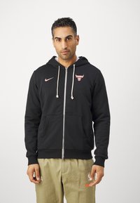 Nike Performance NBA CHICAGO BULLS FULL ZIP HOODY - Klubu apģērbs - black/pale ivory/red stardust