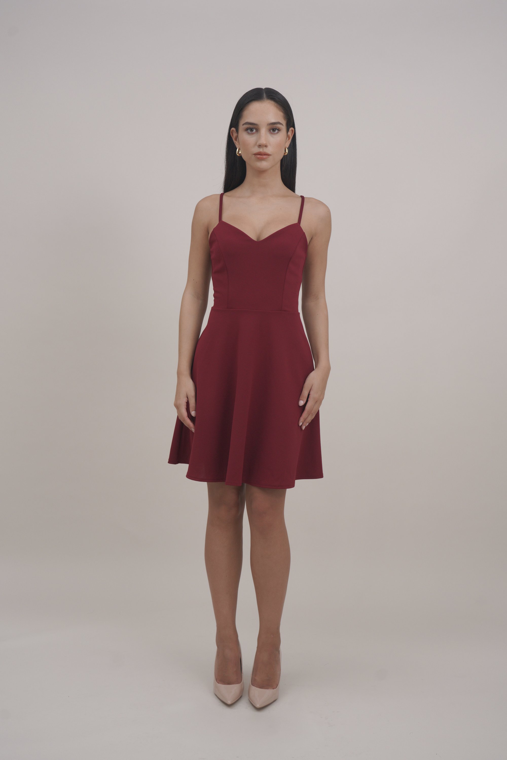 burgundy strappy skater dress AKIRA Brina Brocade Mini Dress | Burgundy