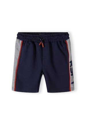 Shorts bleu marine avec panneaux latéraux gris, taille élastique et cordon de serrage. Comprend des accents rouges et l'inscription "K7" imprimée sur le côté gauche.
