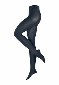 Collant neri opachi realizzati in un tessuto morbido, con una texture liscia, design a lunghezza completa e cintura senza cuciture.