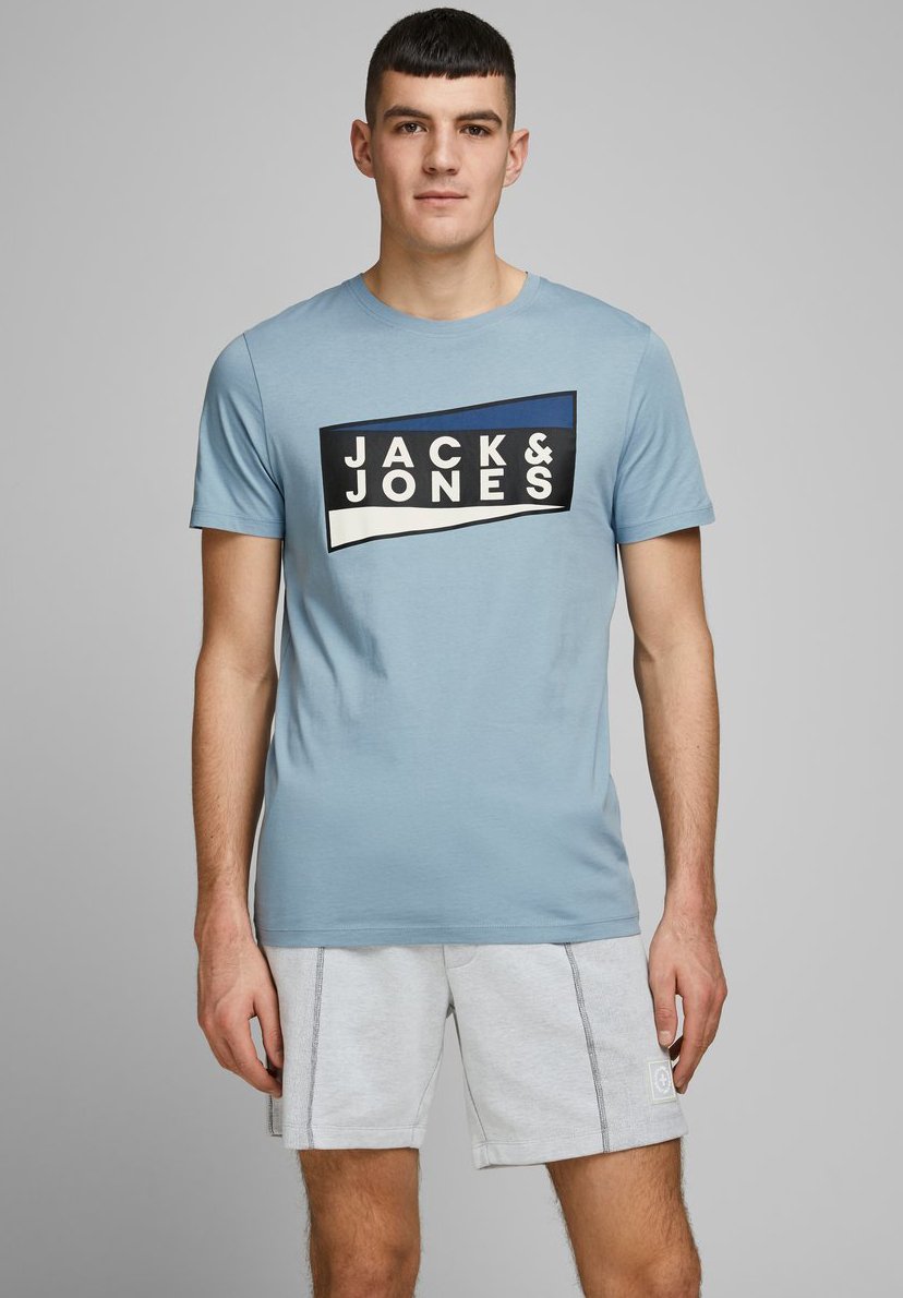 Jack & Jones JCOSHAUN - T-shirt imprimé - light blue/bleu clair