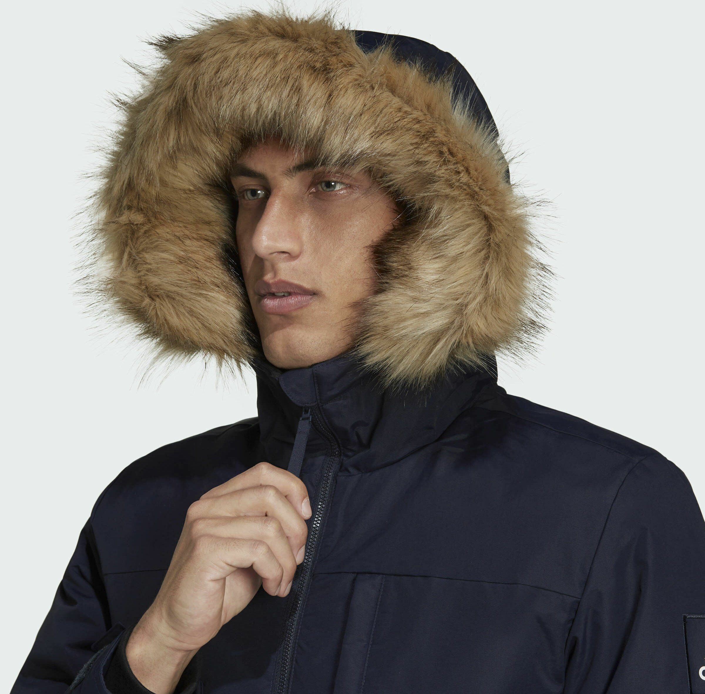adidas outdoors hooded jacket in stone