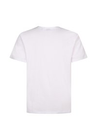 T-shirt blanc à manches courtes avec un col rond classique, en coton doux, doté d'un dos uni et d'une coupe régulière.