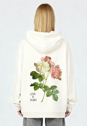 ROSES BACK PRINT - Kapucnis pulóver - off white