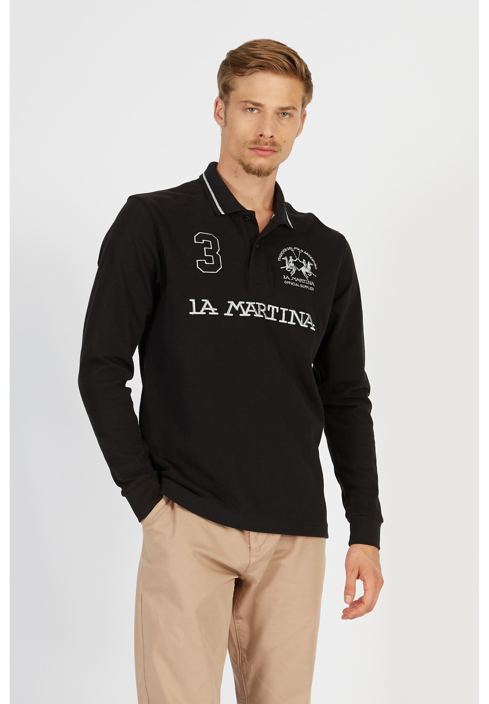 La Martina URBE - Poloshirt - black/zwart-metallic - Zalando.nl