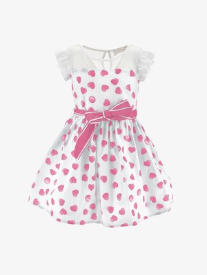 Monnalisa ABITO CON CARRE STAMPA LOVE - Cocktailkleid/festliches Kleid - bianco/ciliegia