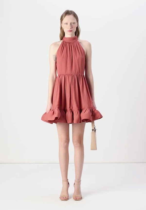 FERN HALTER NECK RUFFLED MINI - Cocktail dress / Party dress - terracotta3