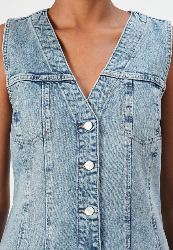 V NECK DRESS  - Denim dress3