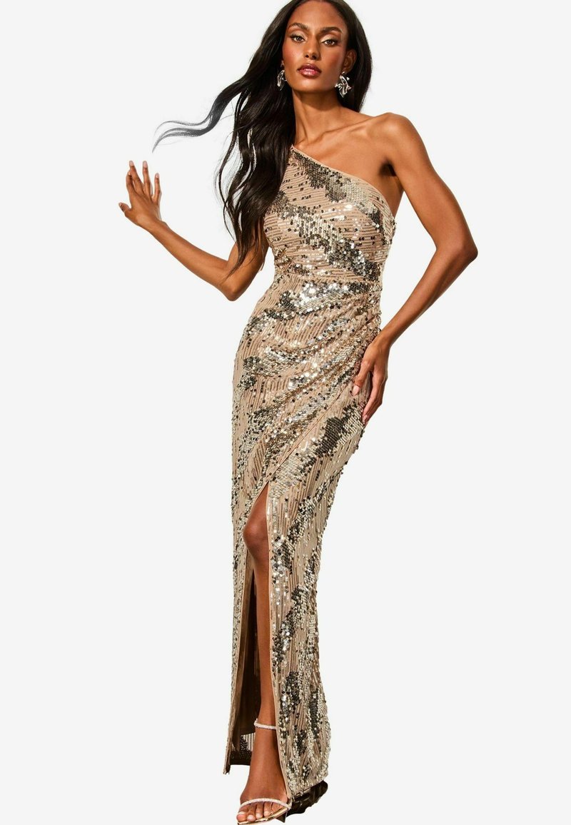 Lipsy PREMIUM ONE SHOULDER SEQUIN - REGULAR FIT - Alkalmi viselet - champagne gold
