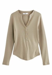 BUTTON DETAIL HENLEY - Langarmshirt - taupe brown