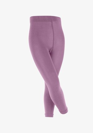 Leggings roses en tissu doux et extensible avec une texture lisse. Ils sont dotés d'une ceinture confortable et de jambes fuselées avec des poignets ajustés.