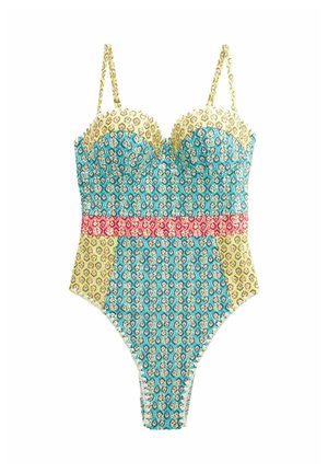 Next CUPPED WIRED TUMMY CONTROL - 
REGULAR FIT - Costum de baie - teal pink foil woodblock