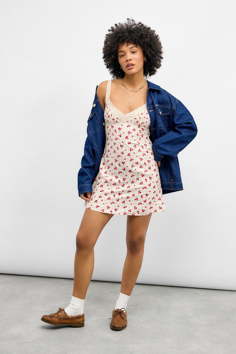 BDG Urban Outfitters LUNA MINI SLIP DRESS - Day dress - white/off-white -  Zalando.ie