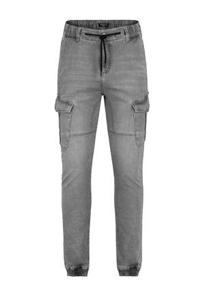 MIT KORDELZUG UND CARGOTASCHEN - Relaxed fit jeans - grau