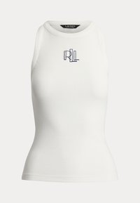Logo Embroidered Stretch Cotton Tank Top - Top - white