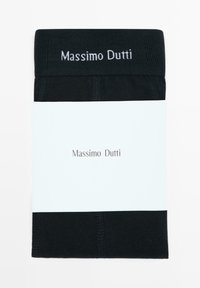 Černé kotníkové ponožky s elastickým páskem. Na pásku se nachází bílé logo "Massimo Dutti". Balené s světle modrou etiketou.