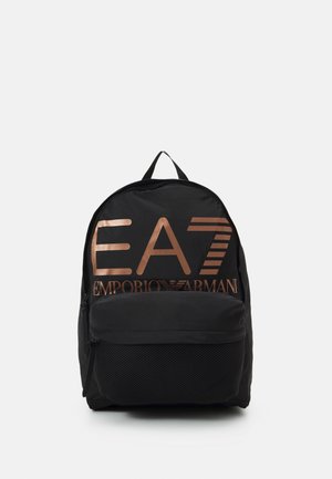 EA7 Emporio Armani TRAIN LOGO SERIES BACKPACK - Zaino - black/rose gold logo