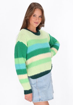 CREW NECK STRIPED - Trui - green multicolor