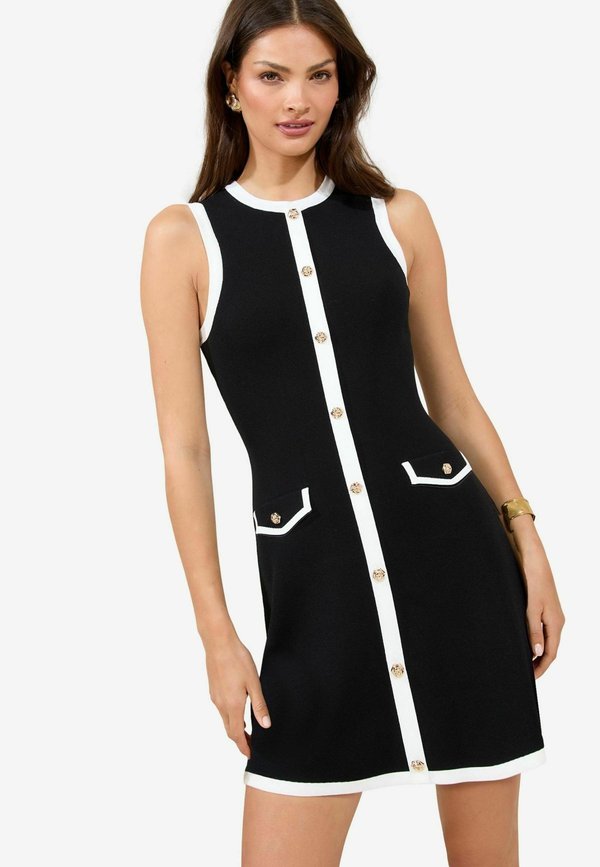 REGULAR FIT - MINI SLEEVELESS TIPPED BUTTON - Strickkleid - monochrome