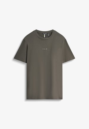 T-shirt di cotone verde oliva a maniche corte, con scollatura rotonda e piccolo logo testuale "MORATO" ricamato al centro del petto.