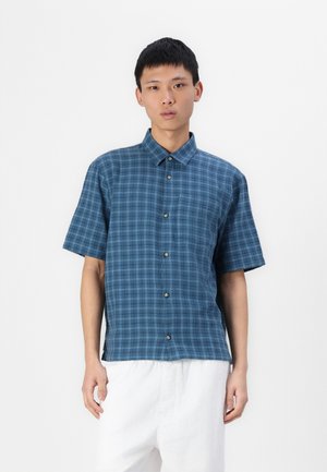 Boxy Short-Sleeve Plaid Shirt - Shirt - blue