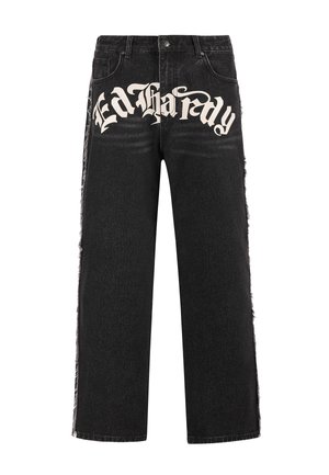 Ed Hardy GOTHIC FRAYED PANEL  - Straight leg jeans - black