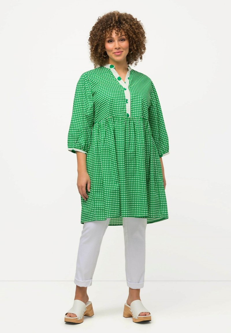 Ulla Popken RUFFLED GINGHAM  - Hverdagskjole - green