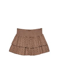 FLOWING WITH EMBROIDERY - Áčková sukně - dark brown
