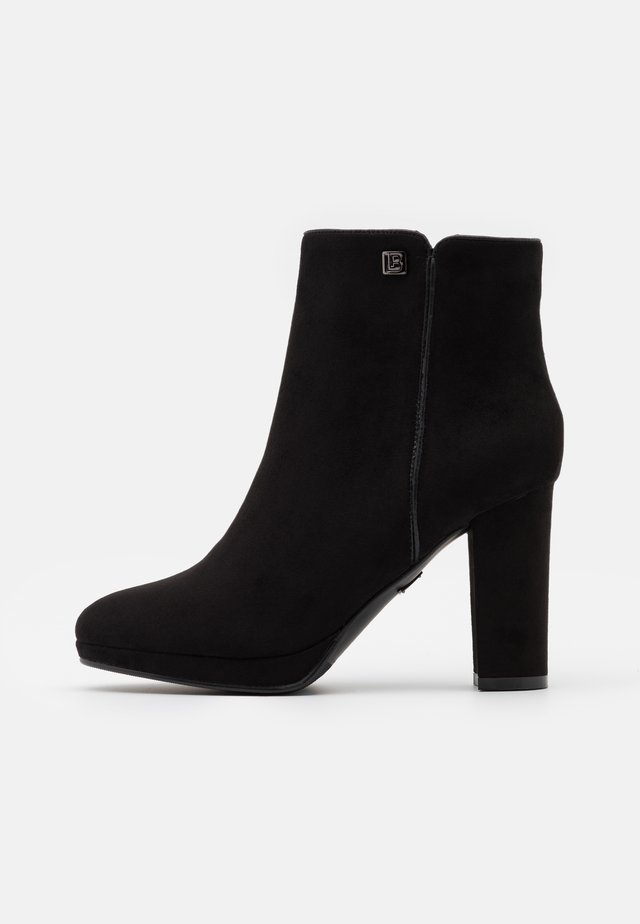 Enkellaarsjes met hoge hak - black