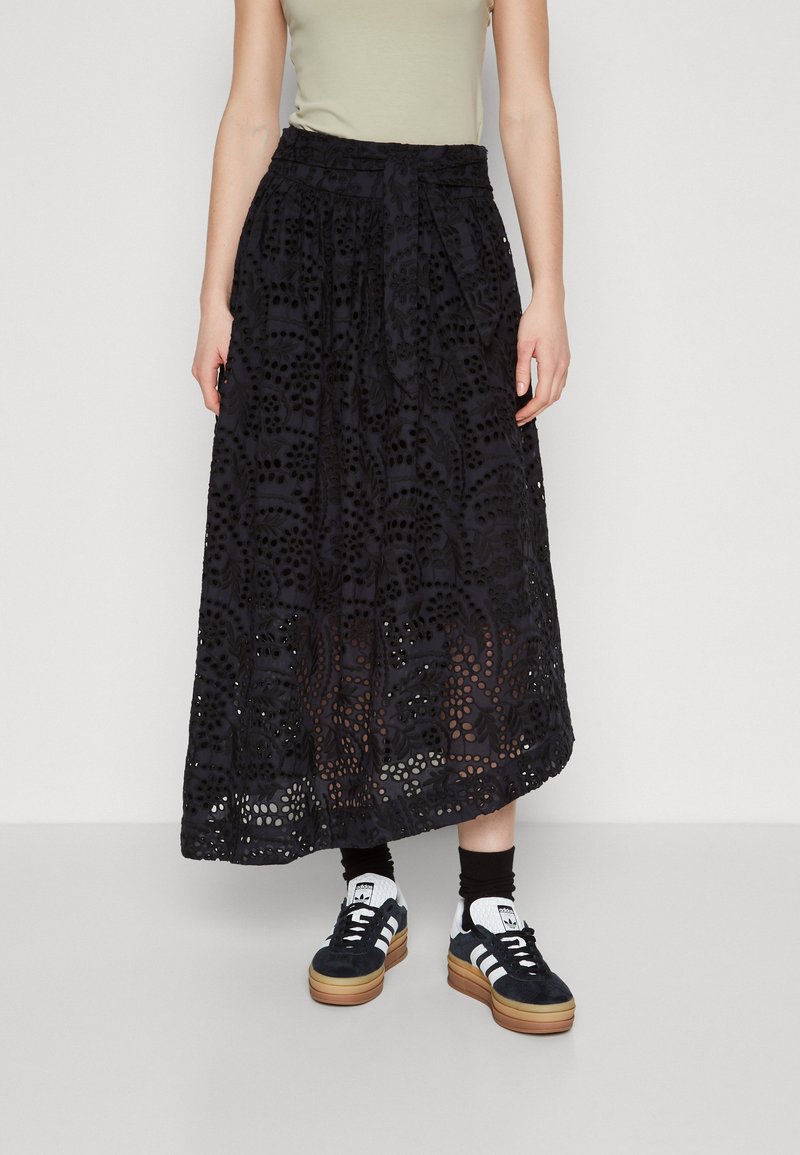 Objnaya Coated Mid Waist Skirt Black