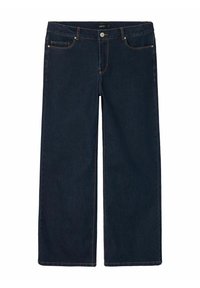 Mörkblå denim byxor med vida ben och hög midja, framfickor samt subtila sömnadsdetaljer. Klassisk design och modern passform.