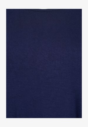 Mörkblå kortärmad T-shirt i mjukt bomullstyg, med en slät yta och en klassisk rund halsringning, utan synliga sömmar.